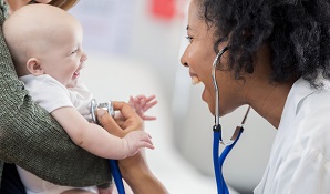 mother and baby at doctor