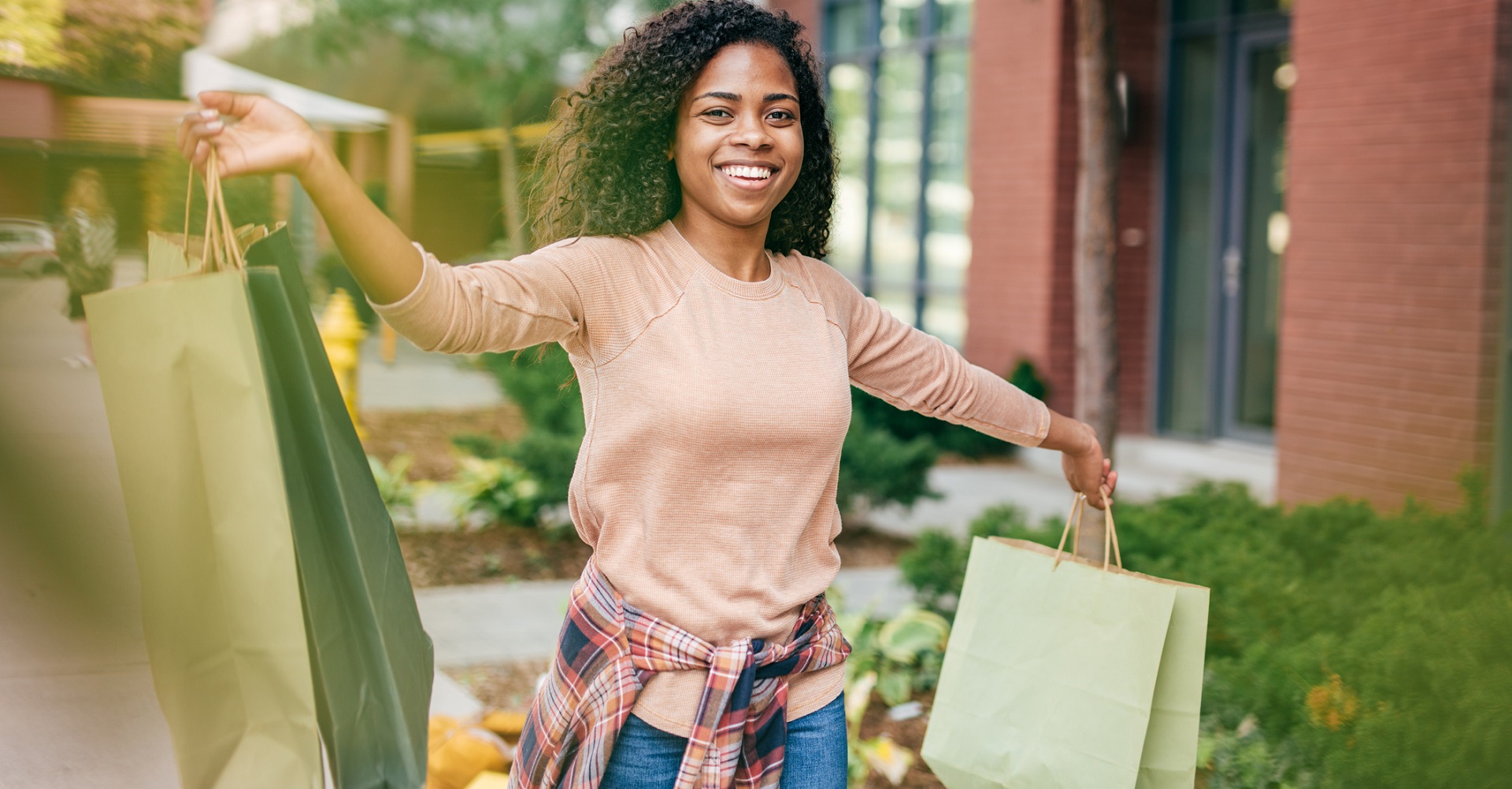 happy woman with shopping bags