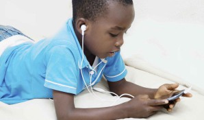 Child playing on tablet