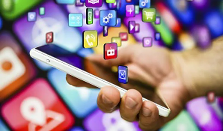 smart phone with apps popping out