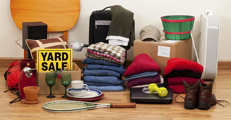 organised and neat pile of belongings