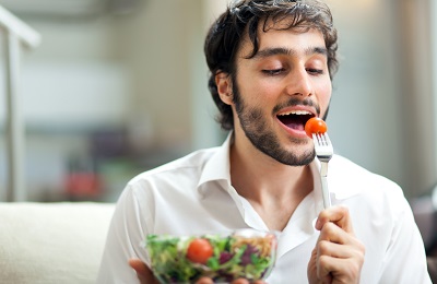 Man eating healthy