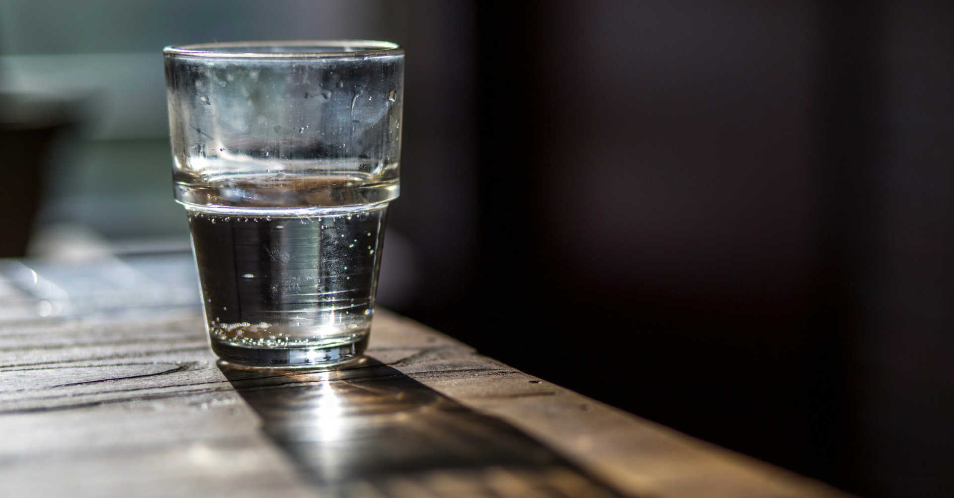 glass of water on table