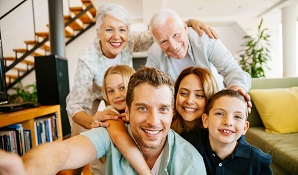 big family posing for photo