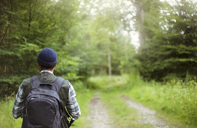 Man hiking in the woods