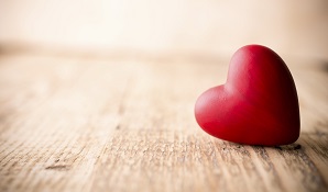 heart on a wooden table