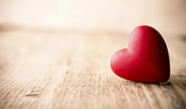 heart on a wooden table