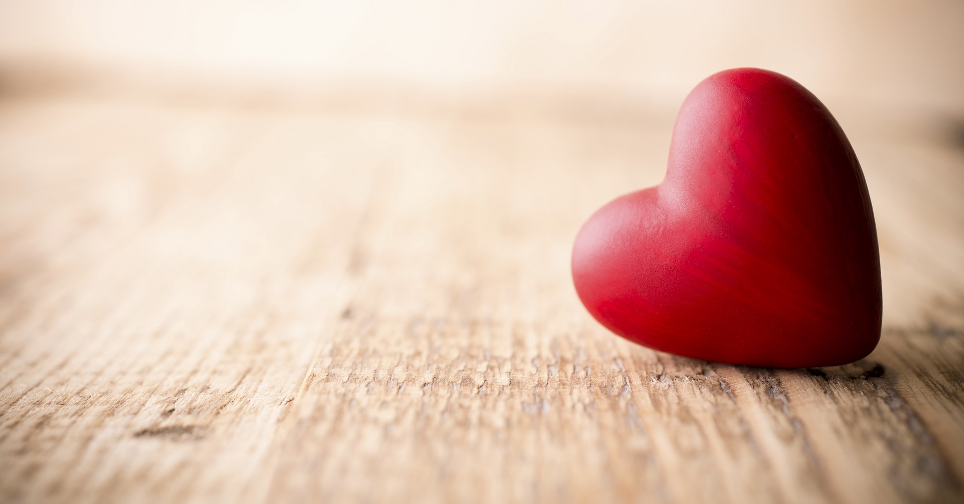 heart on a wooden table