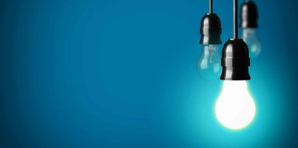 Three light bulbs with one switched on
