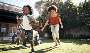 Family playing in the sun