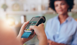 woman with card machine