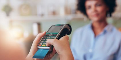 woman with card machine