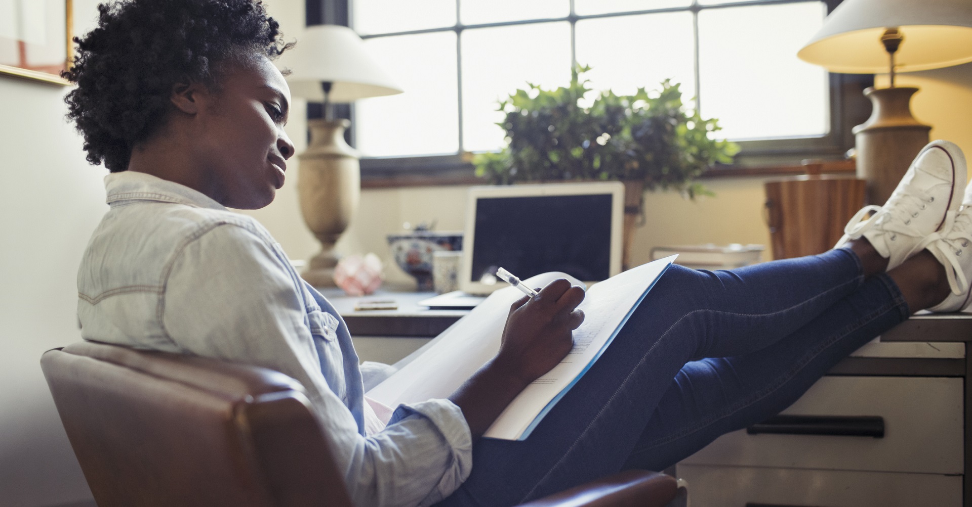 woman working from home