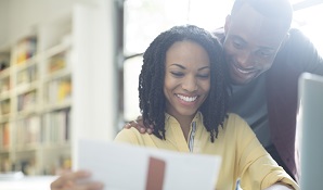 couple looking at finances