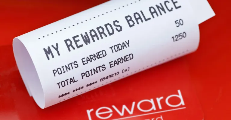 slip with rewards points on it