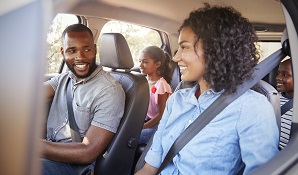 happy family in car