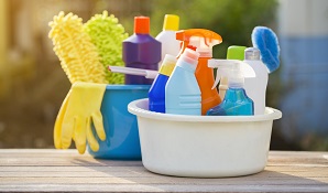 Range of cleaning products on a table