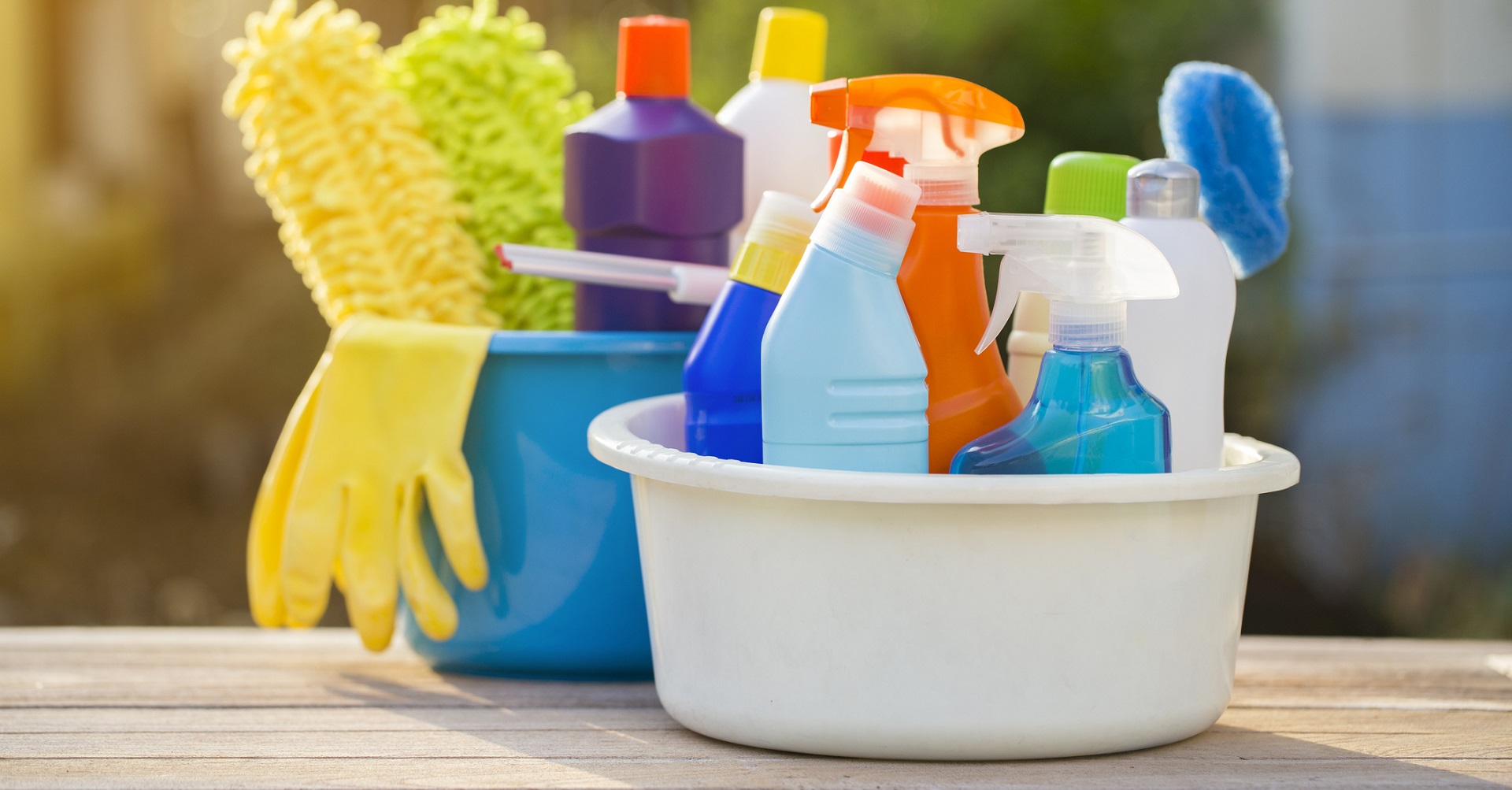 Range of cleaning products on a table