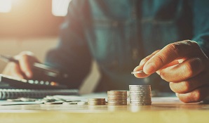 Man counting coins