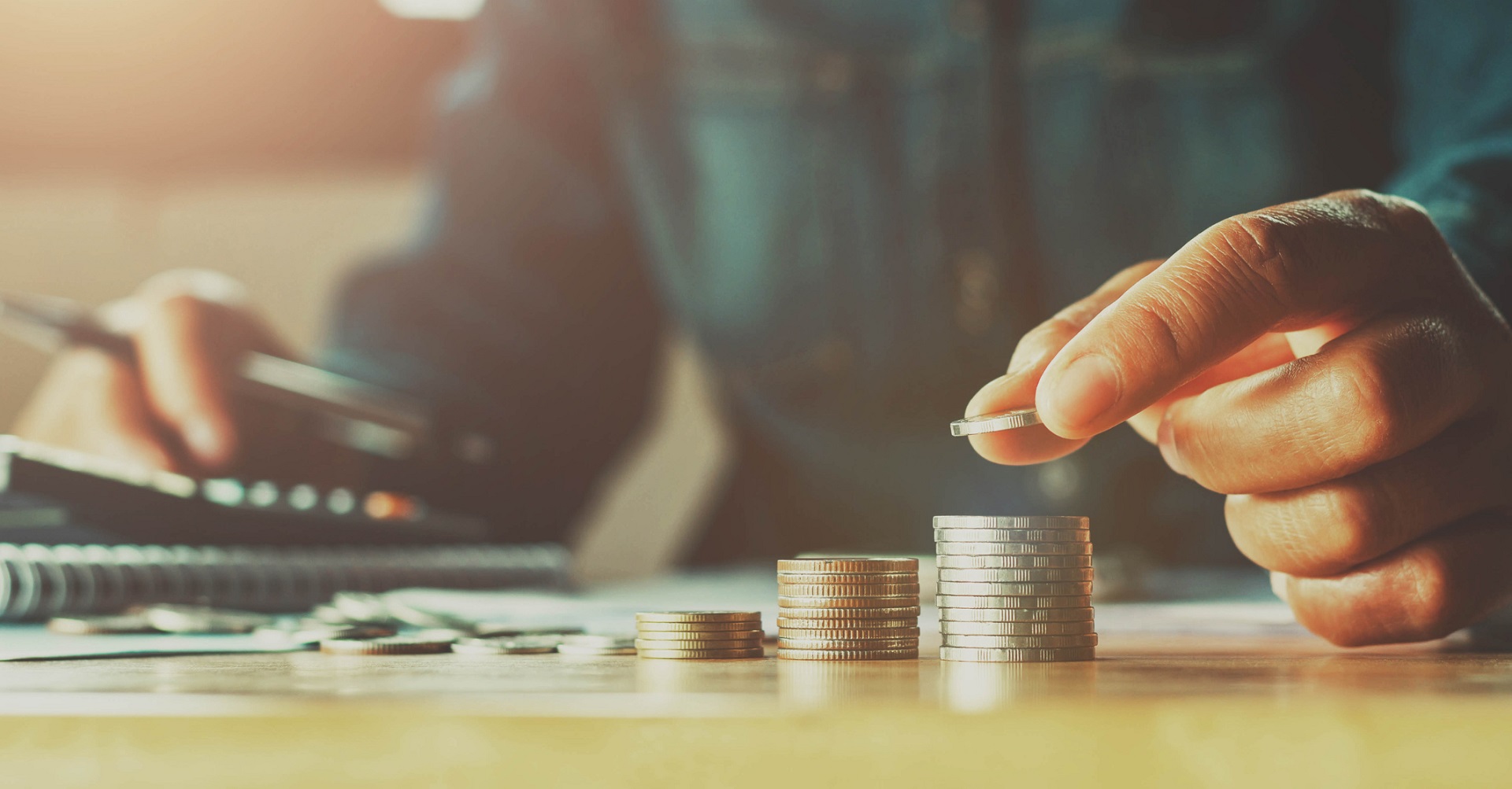 Man counting coins