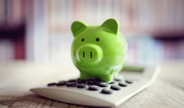 piggy bank on a calculator