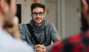 Young man at a job interview