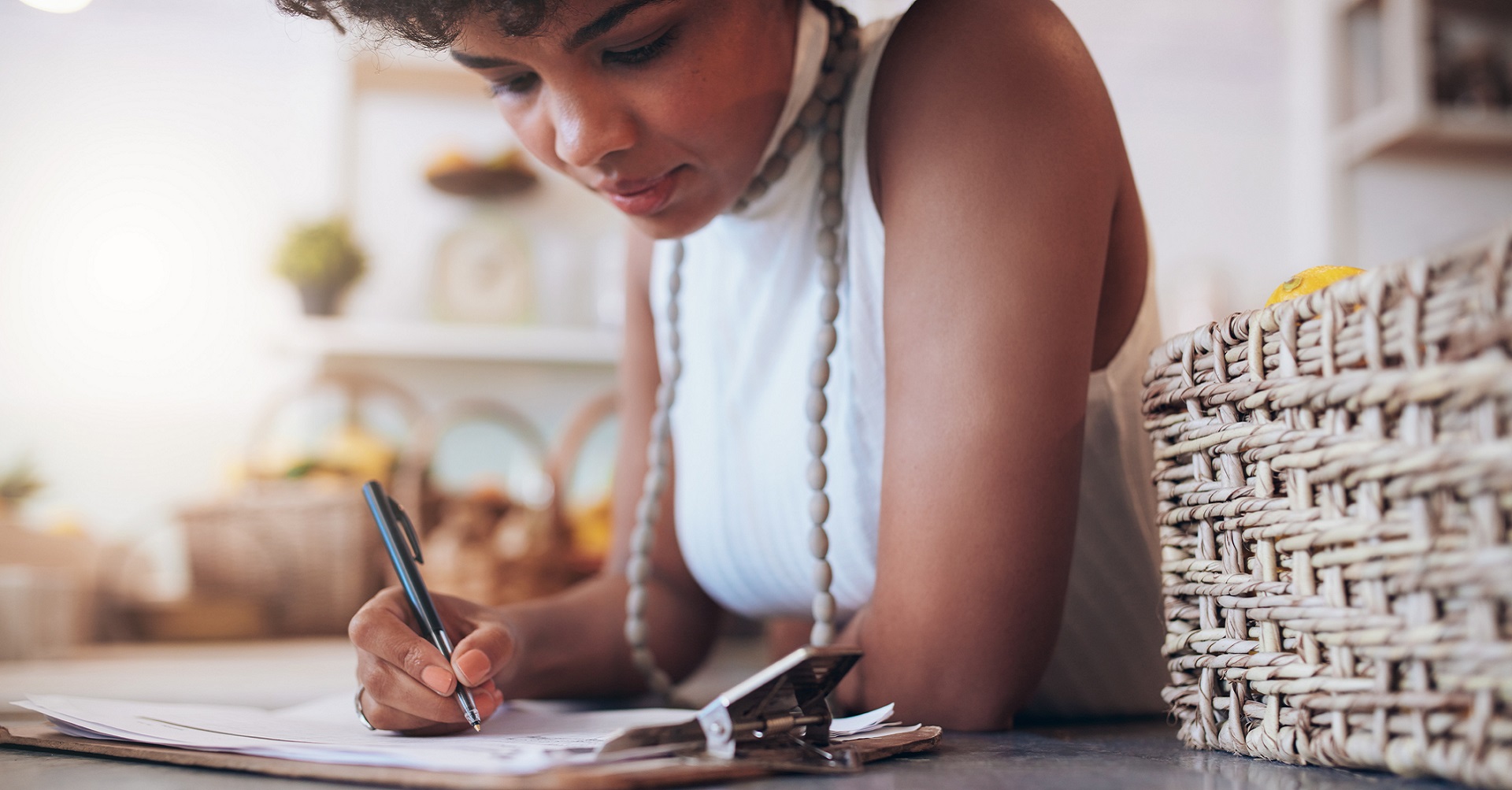 Woman working out finances