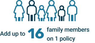 Add up to 16 family members on 1 policy