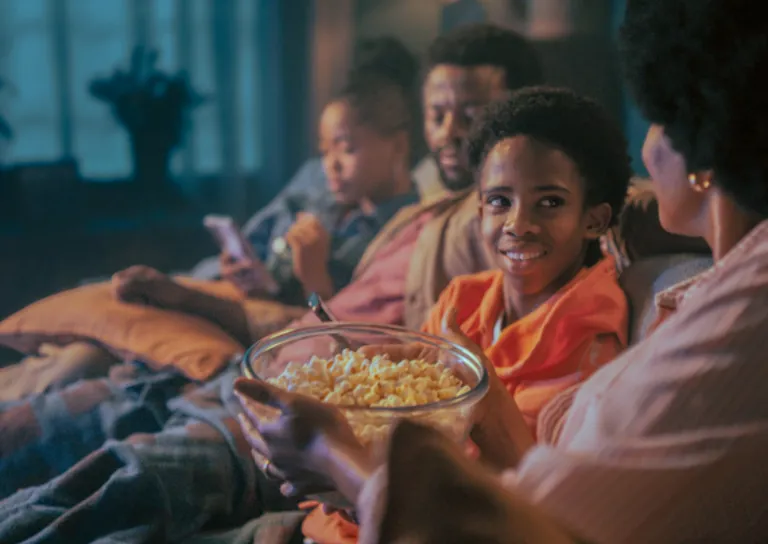 family watching tv