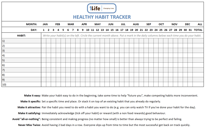 1Life Healthy Habit Tracker