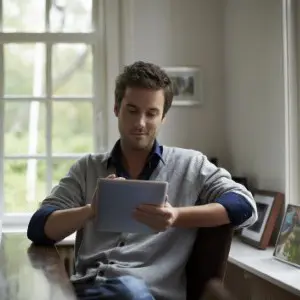 man using tablet